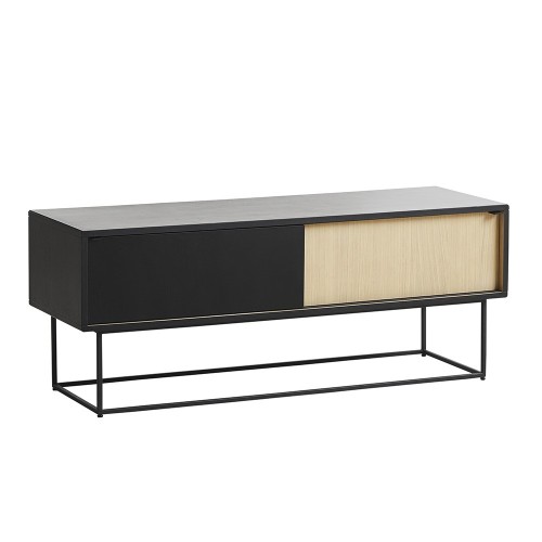 Niedriges Sideboard Virka schwarz gebeizte Eiche Woud