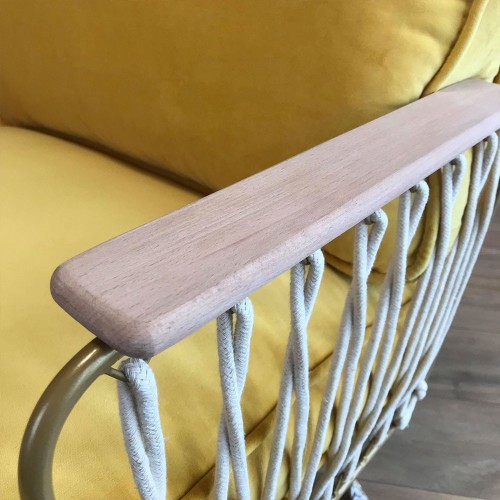 Fauteuil Croisette en velours jaune Honoré