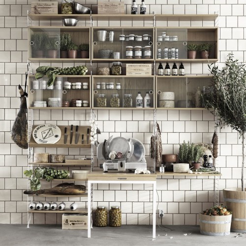 Oak shelves - String system String