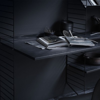 Black stained ash work desk - String system String String Furniture