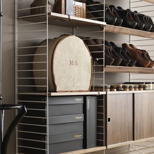 Walnut magazine shelf - String system String
