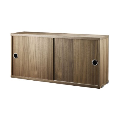 Walnut cabinet with sliding doors - String system String String Furniture