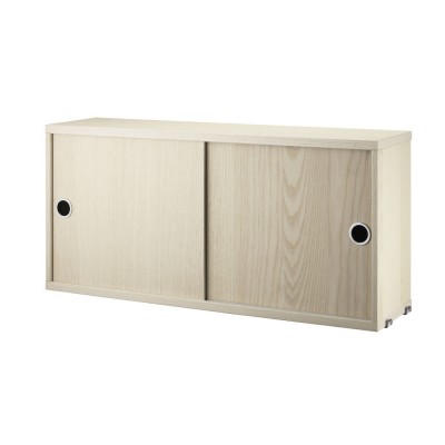 Ash cabinet with sliding doors - String system String String Furniture