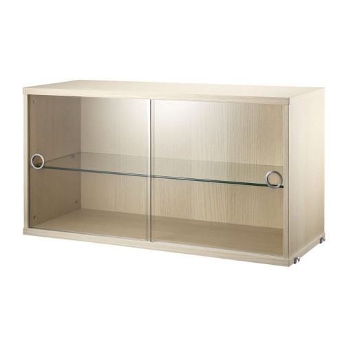 Ash display cabinet with sliding glass doors - String system String