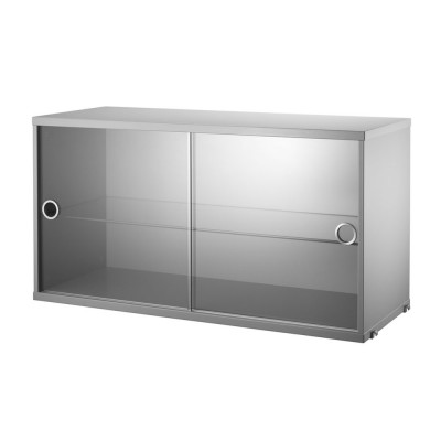 Vitrine grise avec portes coulissantes en verre - Système String String Furniture String Furniture