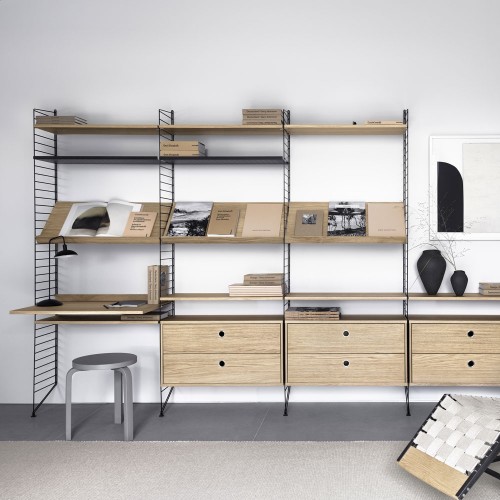 Oak chest with drawers - String system String