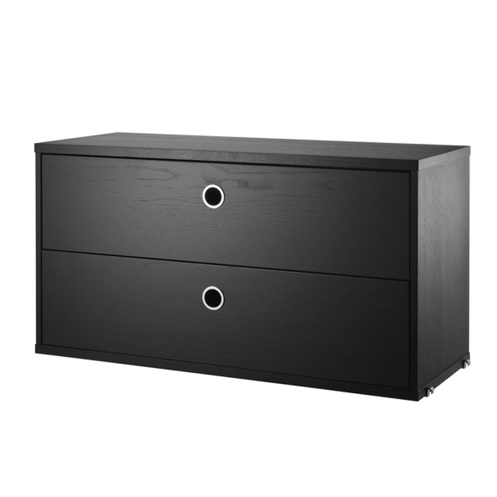 Black stained ash chest of drawers - String system String