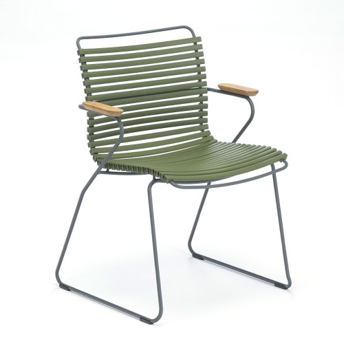 Click dining chair olive green with bamboo armrests Houe