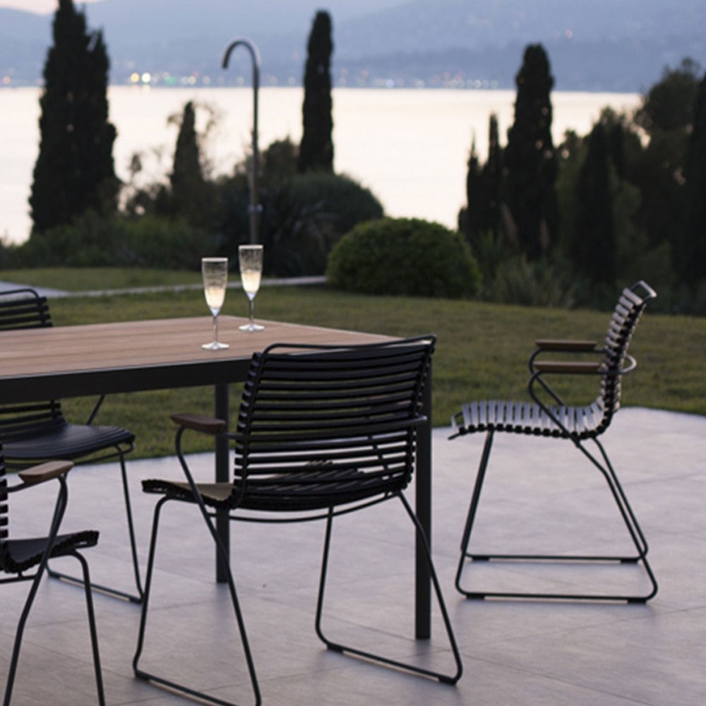 Veelkleurige Click stoel 1 met bamboe armleuningen Houe