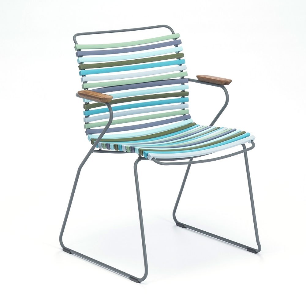 Mehrfarbiger Click Stuhl 2 mit Bambusarmlehnen Houe