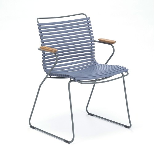 Click dining chair pigeon blue with bamboo armrests Houe