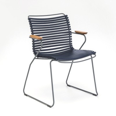 Click dining chair dark blue with bamboo armrests Houe