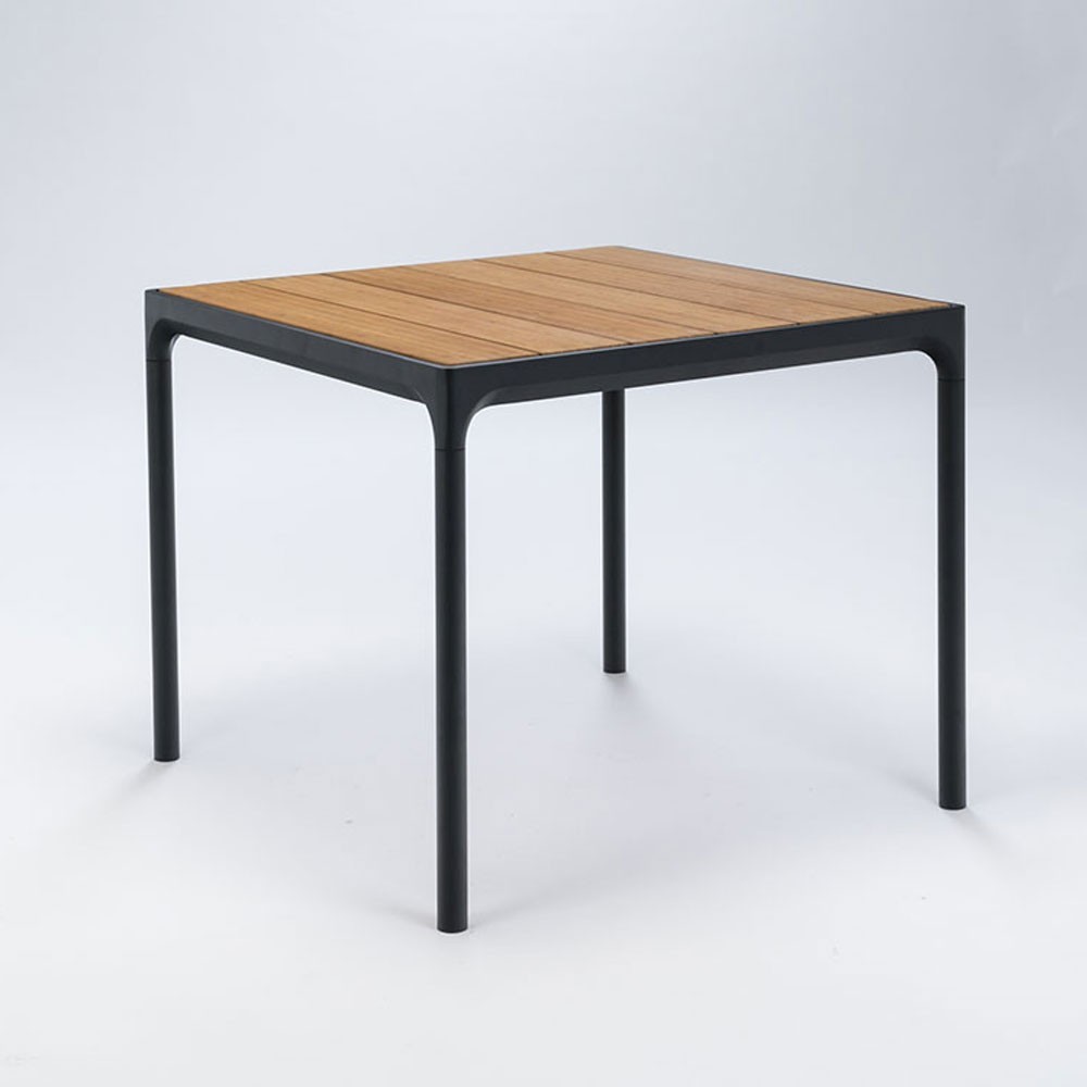 Four dining table 90x90cm black & bamboo Houe