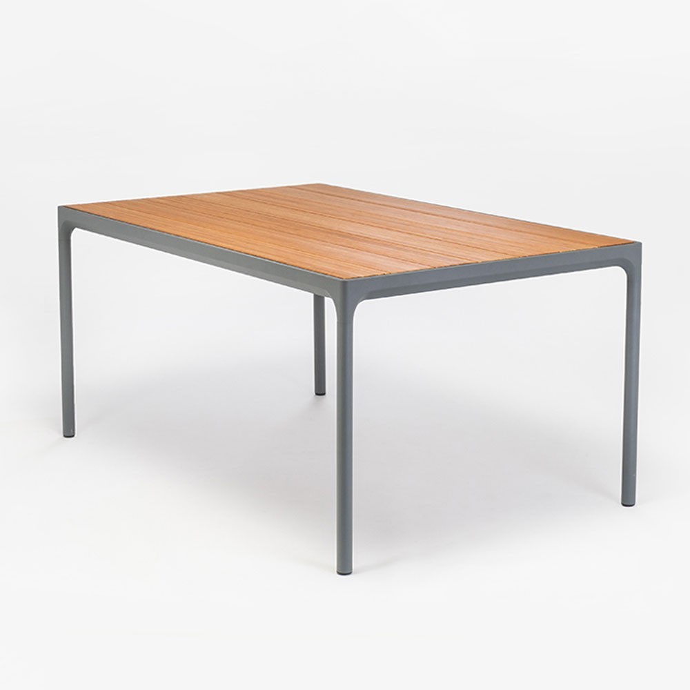 Table à manger Four 90x160cm gris & bambou Houe