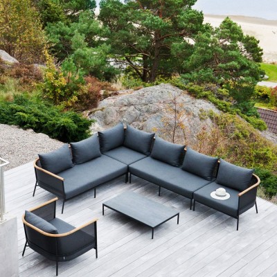 Tavolino Riad ceramica 74x74cm struttura antracite / piano grigio Oasiq 2