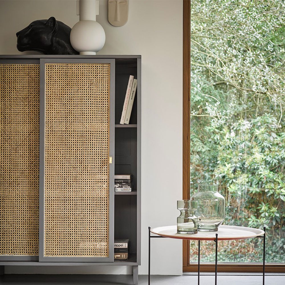 Webbing sliding door cabinet grey | HKliving