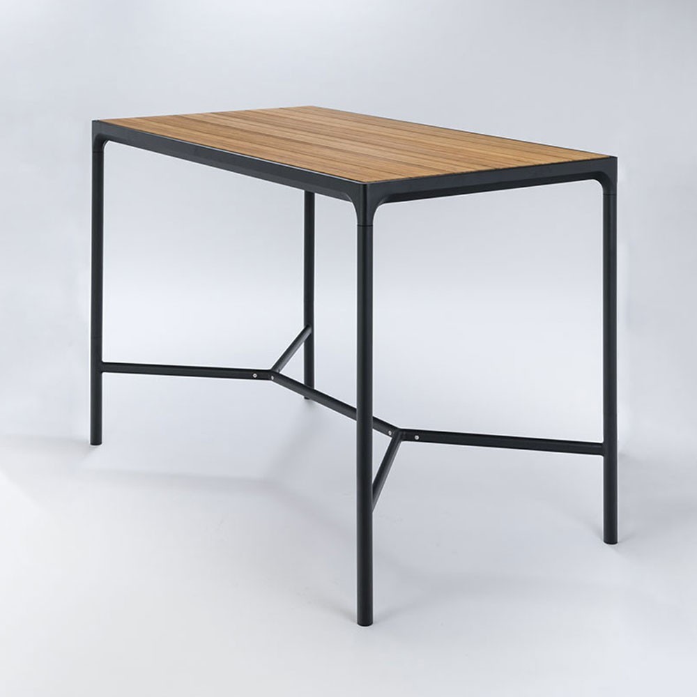 Four bar table 90x160cm black & bamboo Houe