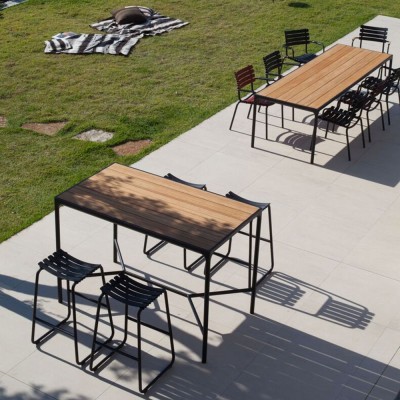 Vier hohe Tisch 90x160cm schwarz & Bambus Houe 2