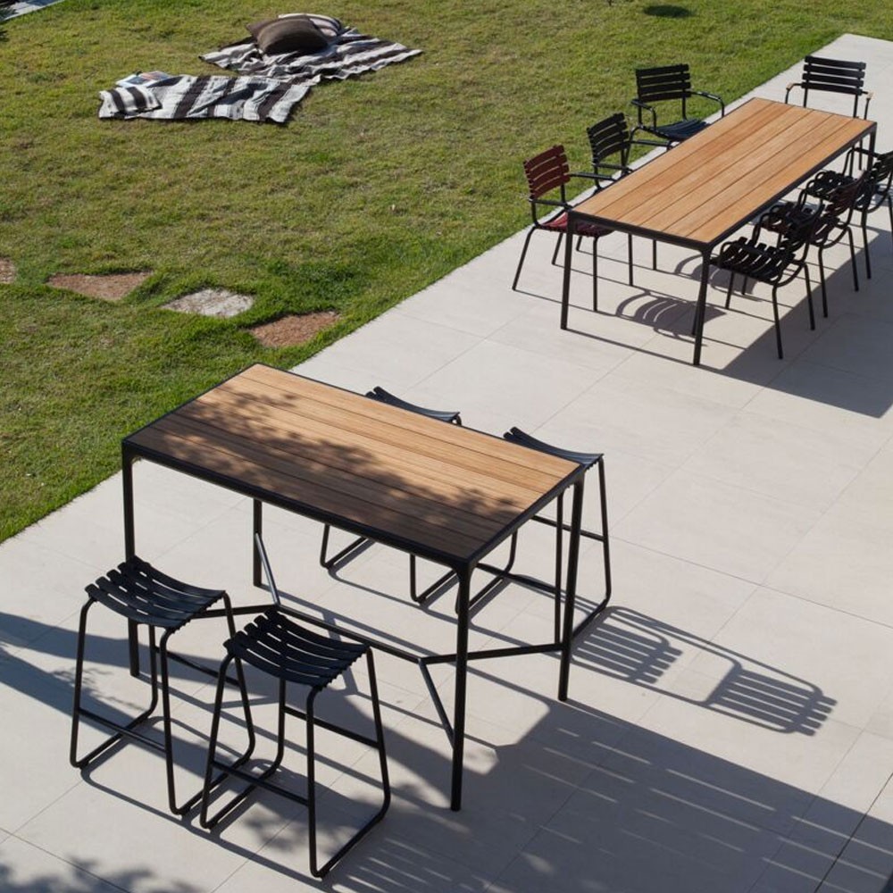 Four bar table 90x160cm black & bamboo Houe