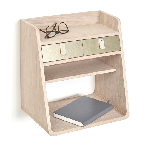 Wall storage Suzon oak brushed brass Hartô
