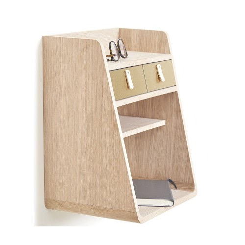Wall storage Suzon oak brushed brass Hartô