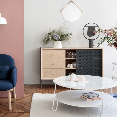 Gabin hoog dressoir in leigrijs eiken Hartô