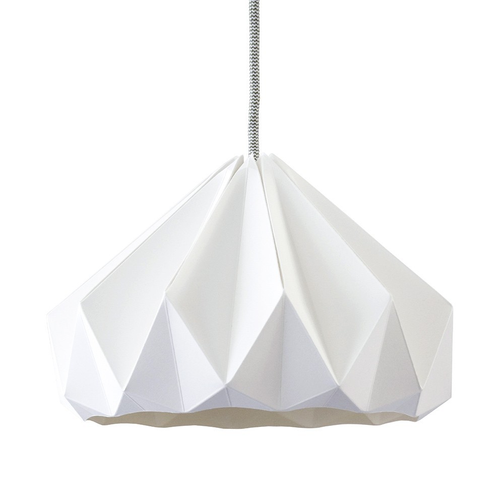 Chestnut paper origami lampshade white Snowpuppe