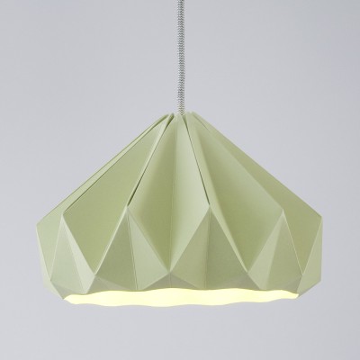 Origami hanglamp in groen kastanjepapier Snowpuppe 2