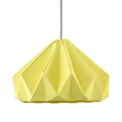 Lampada a sospensione origami in carta castagna giallo chiaro