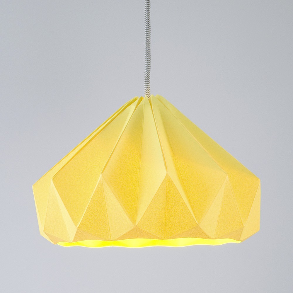 Lámpara colgante Origami en papel castaño amarillo claro Snowpuppe