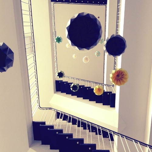 Chestnut paper origami lampshade pastel blue Snowpuppe