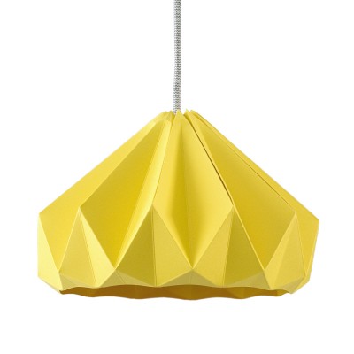Pendente origami in carta castagna giallo dorato