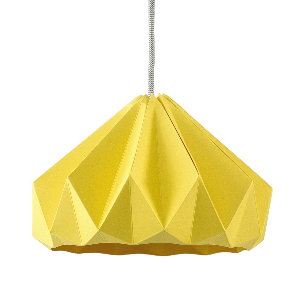 Colgante Origami en papel Castaño amarillo dorado Snowpuppe