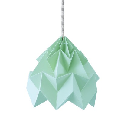 Origami-suspensie in mottengroen papier Snowpuppe