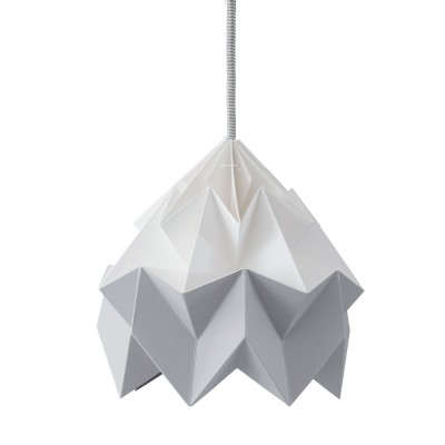 Sospensione origami in carta Moth bianca e grigia Snowpuppe