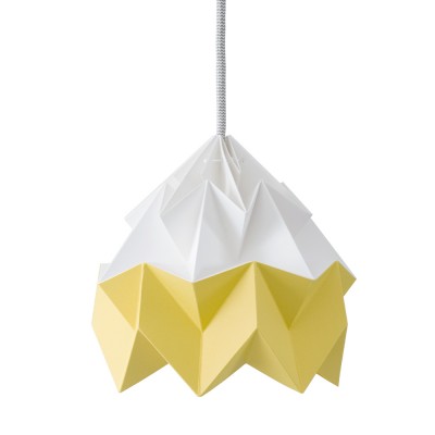 Sospensione origami in carta Moth bianco e giallo dorato Snowpuppe