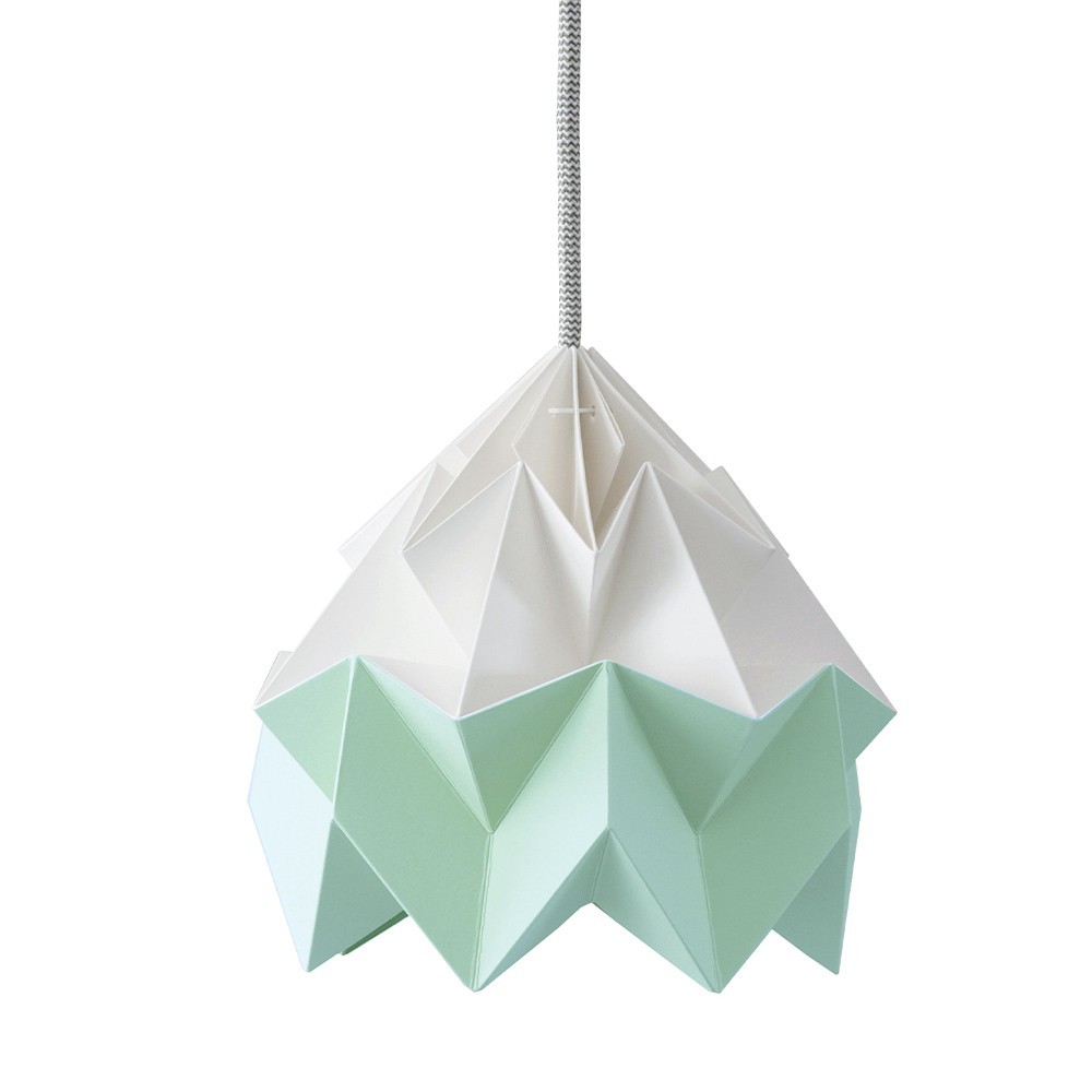 Origami hanglamp in wit & mintgroen Moth papier Snowpuppe