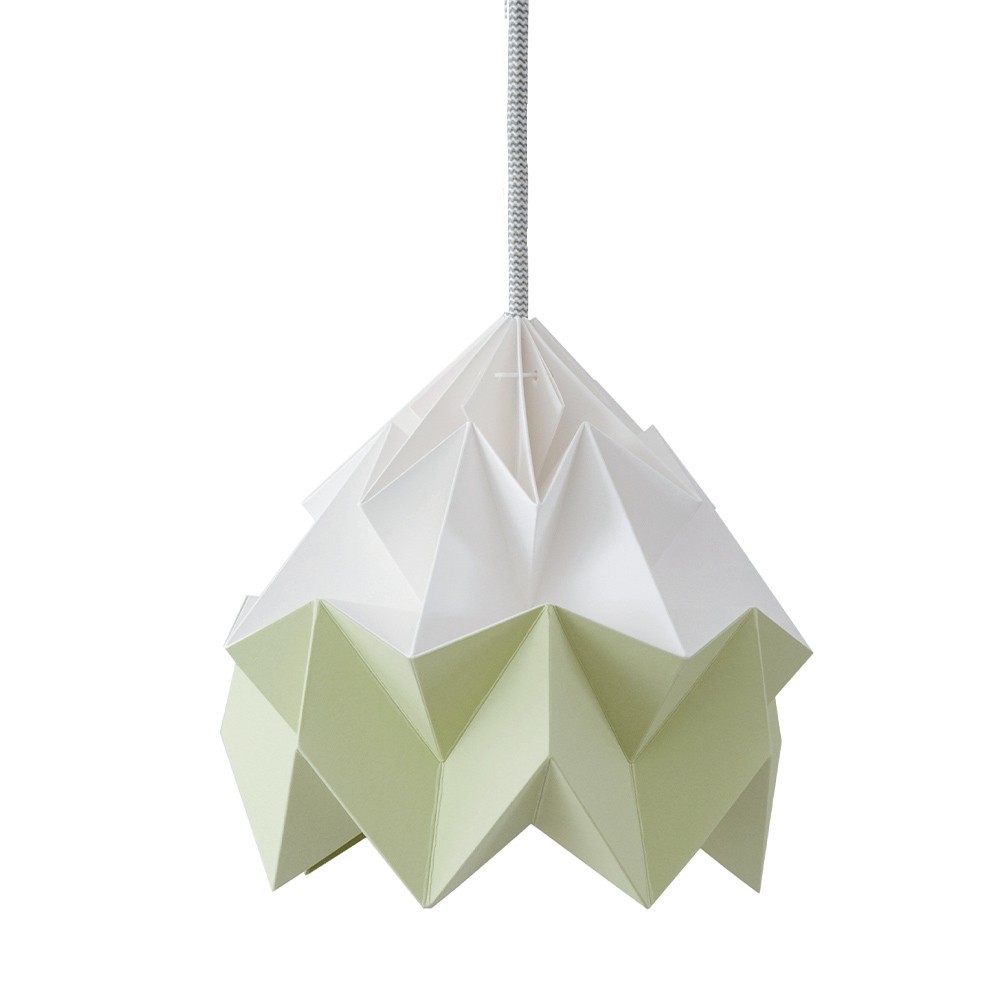 Origami hängendes Papier Motte weiß & Herbstgrün Snowpuppe