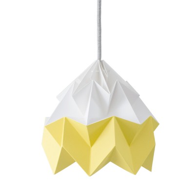 Origami colgante de papel Moth blanco y amarillo otoño Snowpuppe