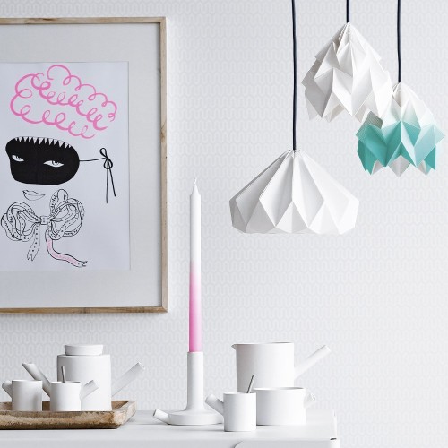 Moth paper origami lamp white & brown Snowpuppe