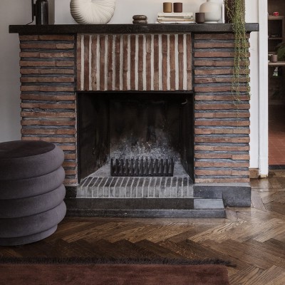 Pouf Round S beige velours Ferm Living 2