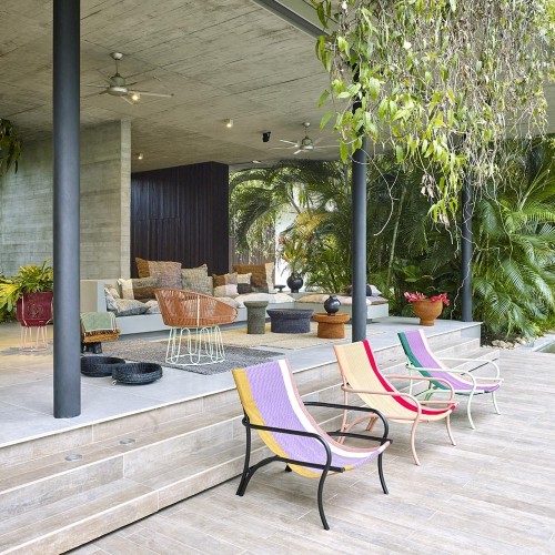 Fauteuil Maraca vert/violet/rouge & menthe ames