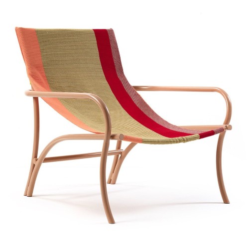 Maraca armchair orange, gold, red & flesh ames