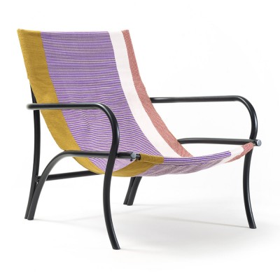 Poltrona Maraca oro, viola, rosso e nero ames