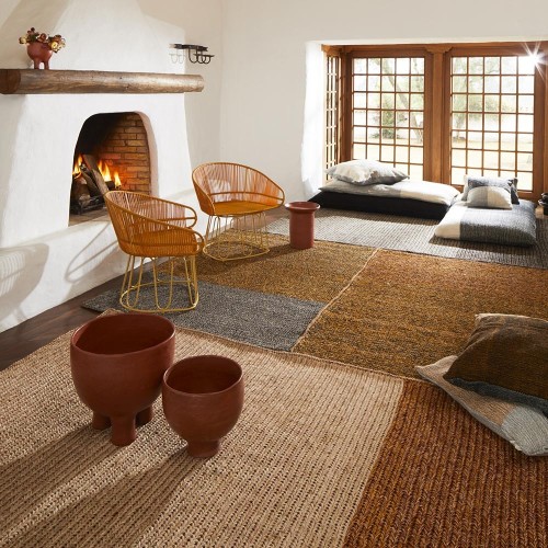 Tappeto Par rosa verde e giallo terracotta S ames