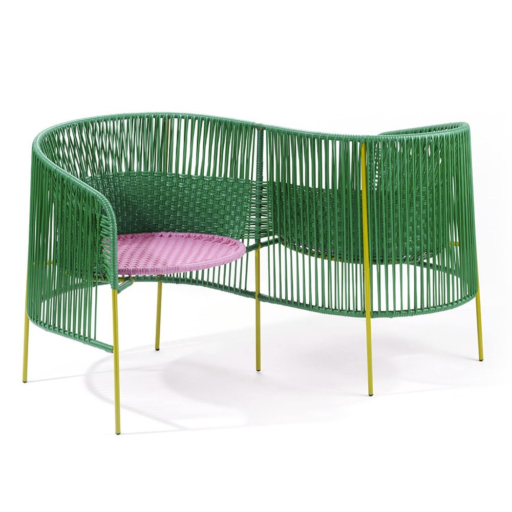 Vis a vis armchair Caribe green, pink & curry ames