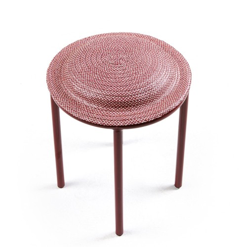 Taburete Cana rojo vivo, natural y rojo oscuro ames