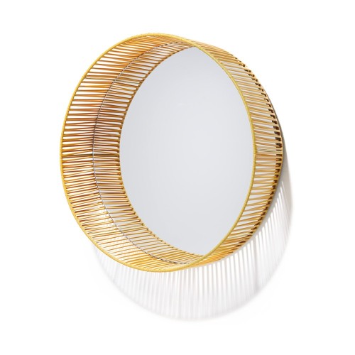 Miroir rond Cesta miel & sable ames