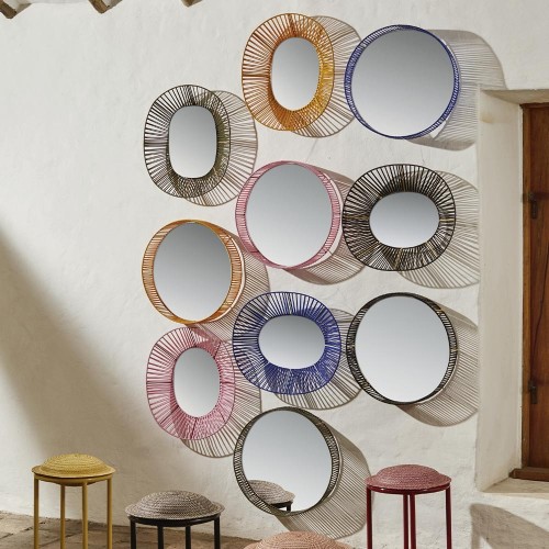 Cesta mirror round honey & sand ames
