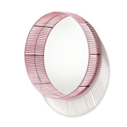 Espejo redondo Cesta rosa y rojo ames